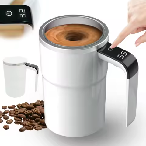 Self Stirring Mug, Rechargeable Auto Magnetic Coffee Mug with Digital Display, Mixing Cup for Milk/C