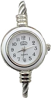 Vavna Womens Ladies Girl 2 Tone Gold Silver Classic Twisted Band Bracelet Bangle Cuff Round Mini Wri