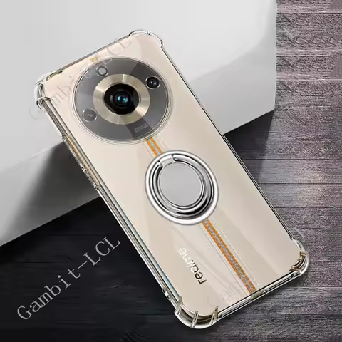 For Realme 11 Pro+ Narzo 60 Pro 5G RMX3740 RMX3771 Back Ring Holder Bracket Phone Cover TPU Soft Sil