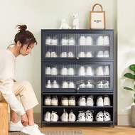 Storage rack, multi-layer simple shoe cabinet, large capacity shoe cabinet, bamboo acrylic dustproof shoe cabinet