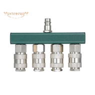1 Piece Air Compressor Splitter  4-Way Straight Air Manifold Air Hose Fittings with 4 Couplers &amp; 1/4Inch NPT Plug 1/4Inch NPT Air Fitting Coupler