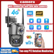 Smart Home Wireless WiFi Remote 4G Sim Card Dual Lens Indoor Outdoor Security Camera 4MP 2K PTZ Dual