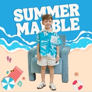 VACAY INDEED | Mini Diddy Shirt ลาย Summer Marble เสื้อเชิ๊ตเด็กผู้ชาย มีกระเป๋า / ส่งภายในวันที่ 8 