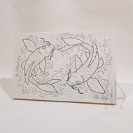 Kanvas Lukis Sketsa 20x30 cm Berkualitas/Kanvas Lukis Sketsa Mewarnai - Koi Fengshui