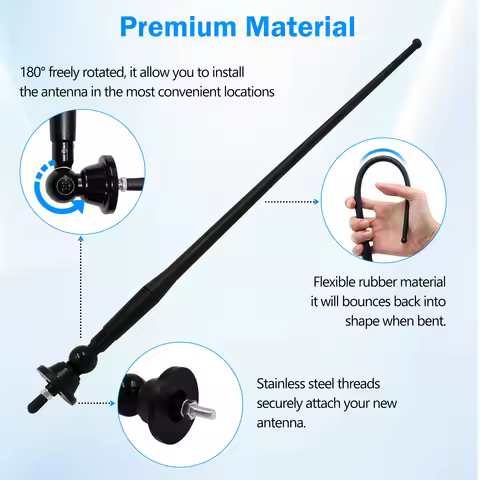 Herdio Bendable Marine Radio Antenna AM/FM for Boat ATV UTV RV Truck Excavator Tractor RVR Yacht Wat