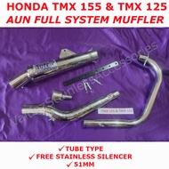 ♞TMX 125 &amp; TMX 155 New Full System Open Muffler AUN , Stainless Open PIpe