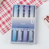 4Pcs Creative Color Gradient Highlighter Set Fiber Soft Head Marker Pen Student Journal DIY Art Scho
