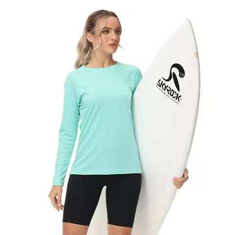 Summer Women's UPF 50+ Long Sleeve Quick Dry T-shirt for Beach Swimming