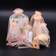 Champagne Drawstring Organza Bag/Gift Packaging Bag/Candy Organza Bag/Breathable Storage Bag/Insect 