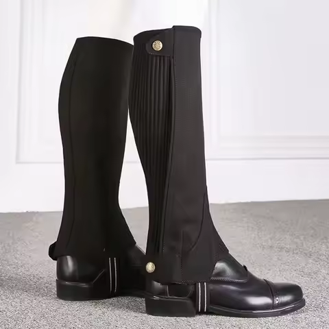Half Chaps Black Equestrian English Riding Unisex Adult and Child Half Chap Premium Synthetic Leathe