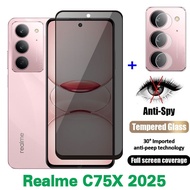 FOR Realme C75X 2025 Private Tempered Glass Full Cover Screen Protector Privacy Film For Realme C75X