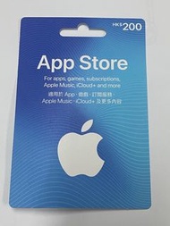 Apple App Store iTunes Gift Card 香港 $200 面值 實體禮品卡 充值 Apple ID