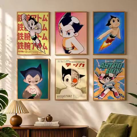 A-Astro Boy Painting Calligraphy Canvas Poster Wall Art Aesthetic Home Decoration for Living Room