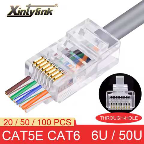 rj45 connector cat6 cat5e gild 50U/6U ethernet cable plug utp 8P8C rg45 rj 45 cat 6 network lan jack