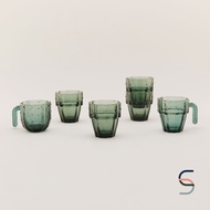 SARABARN Cactus Glass Cup Set | ชุดแก้วแคคตัส สีเขียว 6 ใบ
