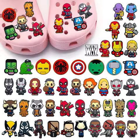 Hot Disney 1PCS Funny Cartoon Marvel Characters DlY Shoe Charms PVC Cool Hero Accessories Decorate K
