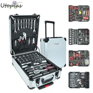 UTOPIAS 187Pcs Tool Box Set, Carbon Steel Wheeled Trolley Tools Set, Portable Trolley Box Type Socke