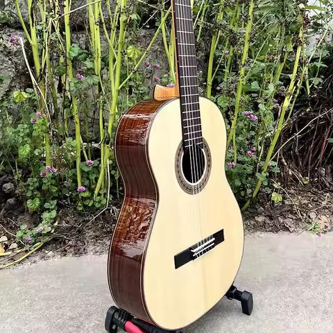 Aiersi Classical Guitar Handmade Solid Spruce/Cedar Top Rosewood Back and Side High-gloss Finish Nyl