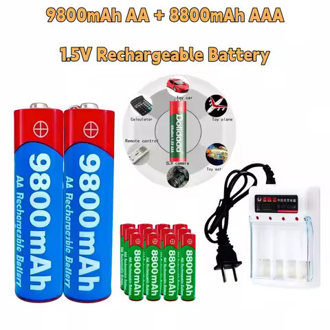 1.5V AA 9800mAh AAA 8800mAh Rechargeable Batteries 2-20 Pcs High Capacity 2A 3A Alkaline Battery for