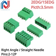 2Pair 15EDG 3.5mm plug-in EDGK screw connector EDGV Straight pin EDGR bent foot welded plate socket 