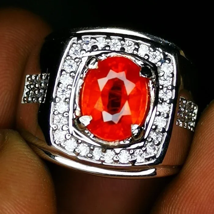 Cincin Batu Orange Sapphire Cutting
