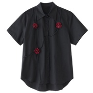 XITAO Loose Patchwork Flower Shirt Simple Solid Color All-match Women Casual Irregular Temperament T