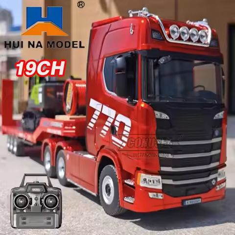 Huina 1501 770S Rc Car Tractor 19Ch Remote Control Trailer Truck 1/18 Engineering Vehicle with Light