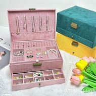 Jewelry Casual High-End Retro Jewelry Box Large-Capacity Jewelry Flannel Necklace Storage Box Ring B
