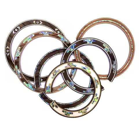 Decal Sticker Guitar Rosette 2pcs Classic wooden/Shell inlay Circle Sound Hole Rosette Inlay，Acousti