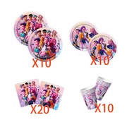 New Kpop Demon Hunters Theme Disposable Tableware Set Party Supplies Huntrix Saga Boys Cake Toppings