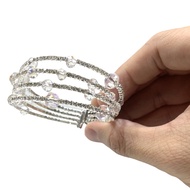 Silver plated crystal bracelet bangle with rhinestones - Gelang Tangan Kristal Berlian - Free Size