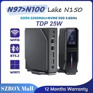 SZBOX Intel พีซีขนาดเล็ก S1 N97/N100/N150สูงถึง3.6GHz DDR4 3200MHz M.2 SSD Windows 11 Pro 1000M คอมพ