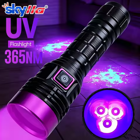 365/395nm UV Flashlight Zoom Type-C USB Rechargeable Black Light For Identification,Pet Urine Detect
