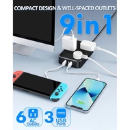 Outdoor Power Strip Weatherproof, Waterproof Surge Protector with 6 Wide Outlet with 3 USB Ports, 10