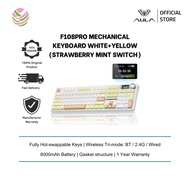 Aula F108PRO Mechanical Keyboard White+Yellow (Strawberry Mint Switch) - F108PRO-YLW+WHT+CF-STWBRMIN