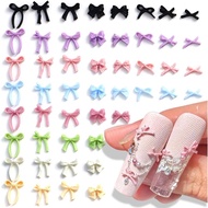 100pcs Colorful Bow Nail Charms Cute Bow Charms for Nails Design Bowknot Resin Accessories 3D Nail A