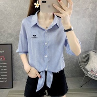 Large Stripe 2023 Summer New Sunscreen Suit Medium Sleeve Loose Shirt