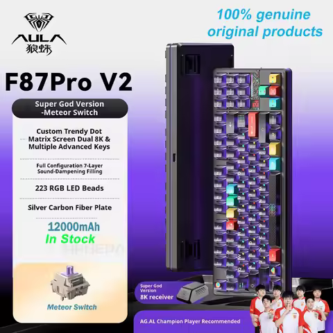 AULA F87 Pro V2 Mechanical Keyboard 3-modes Wireless 10000mAh Long Battery Life Hot-Swap RGB Customi
