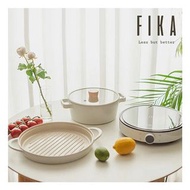 （包運費）韓國FIKA 鑄造燒烤盤+22cm湯鍋連玻璃蓋+IH電磁爐 (一套3件）