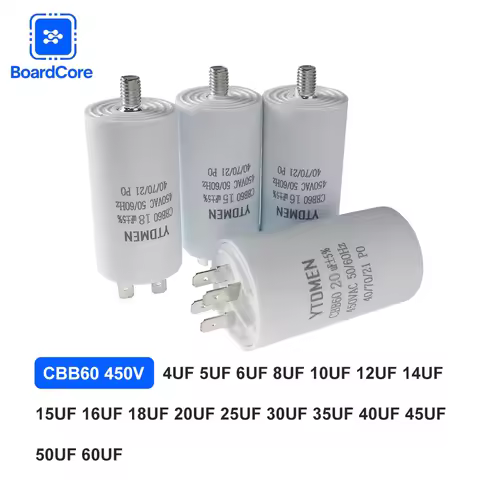 CBB60 Capacitor 4-60μF 450V AC Motor Run Capacitor with Screw for Air Conditioner/Refrigerator/Water