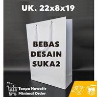(FREE TO PRINT DESIGN) Jumbo Plain White Paper Bag Uk. 22x8x19cm / Paper Bag Wedding Souvenir Gift W