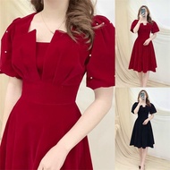 Umi flared dress has 2 colors: black and red, you can choose from, cool Umi material STELEUP STORE