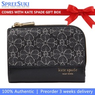 Kate Spade Wallet In Gift Box Spade Flower Small Compact Wallet Black Multi # KJ646