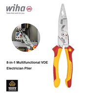 Wiha 45489 8-in-1 Multifunctional VDE Insulated Electrician Plier for Clamping Tightening Bending Cu