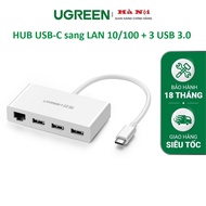 [4 IN 1] 40382 Splitter, Hub USB typeC to 3 USB 3.0 + LAN 10/100 brand UGREEN