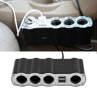 ELEC 12V - 24V 4 Way Multi Socket Car Charger Vehicle Auto Car Cigarette Lighter Socket Splitter &amp; Dual USB Ports Plug Adapter