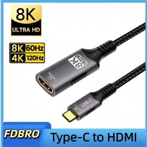 Type C to HDMI 8K Extension Cable 8K@60Hz 4K@120Hz C to HDMI Adapter 32.4Gbps For Laptop MacBook PC 