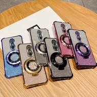 Luxury Glitter Plating Holder Case For OPPO R17 F9 Pro F11 Pro F17 F19 Pro+  Shockproof Silicone Sta