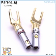 KA 2PCS Y/U Banana Plugs Set, Gold Plated Fork Spade Cable Connector, Useful Professional Plug Adapter Nakamichi Speaker Wire