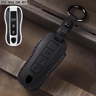 Premium Quality 3/4 Bottons Leather Car Key Cover Case Remote Key Keychain Holder For Porsche Cayenn